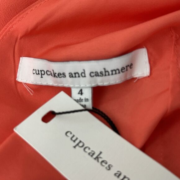 Cupcakes & Cashmere Dress Womens 4 Orange Fit & Flare Preppy Romantic Date Night - Picture 6 of 10